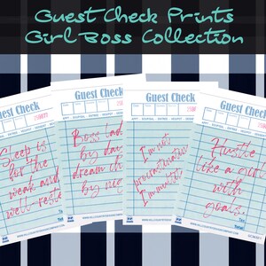 Girl Boss Guest Check Poster Collection | Set of 15 Prints | Guest Check Art | Guest Check Wall Art | Guest Check Print | Cheers Print