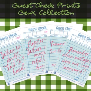 GenX Guest Check Poster Collection | Set of 6 Prints | Guest Check Art | Guest Check Wall Art | Guest Check Print | Cheers Print