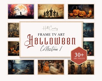 Fall Samsung Frame TV Art Set of 30 Halloween Decor TV Frame Art Vintage Horror Paintings Fall Art For Frame Television Art Digital TV Art