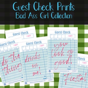 Awesome Girl Guest Check Poster Collection | Set of 8 Prints | Guest Check Art | Guest Check Wall Art | Guest Check Print | Cheers Print