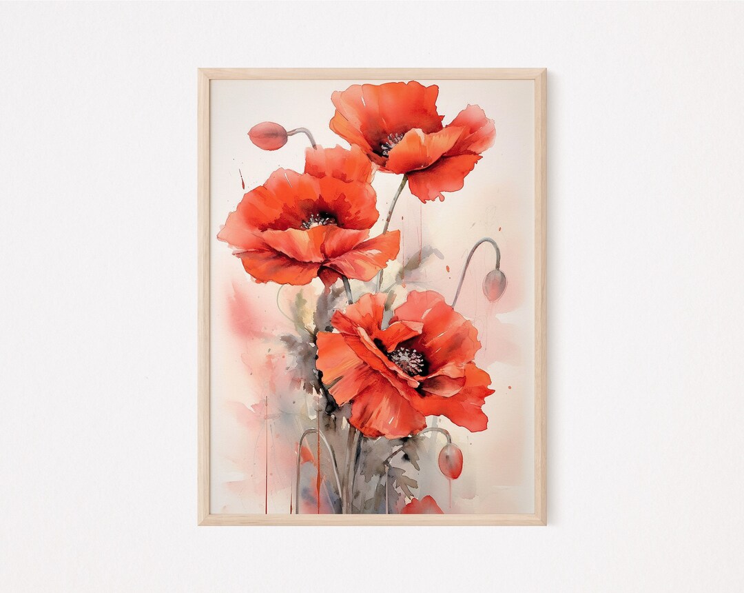Red Poppy Watercolor Painting: Floral Nature Art Print - Etsy