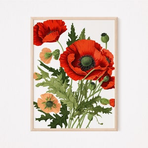 Red Poppy Decor |  Watercolor Floral |  Poppy Artwork |  Floral Painting |  Red Flower Print |  Nature Print