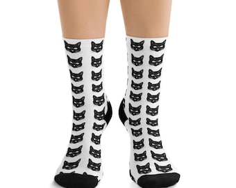 Recycled Poly Socks Halloween Socks Halloween Costume Cute Black Cat Socks Men's Dress Socks Women's Dress Socks Work Socks Novelty Socks