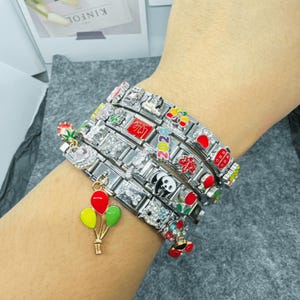 Pulsera italiana con 18 eslabones, pulsera de acero inoxidable ajustable personalizada vintage, eslabones de 9 mm de ancho, pulsera de la amistad