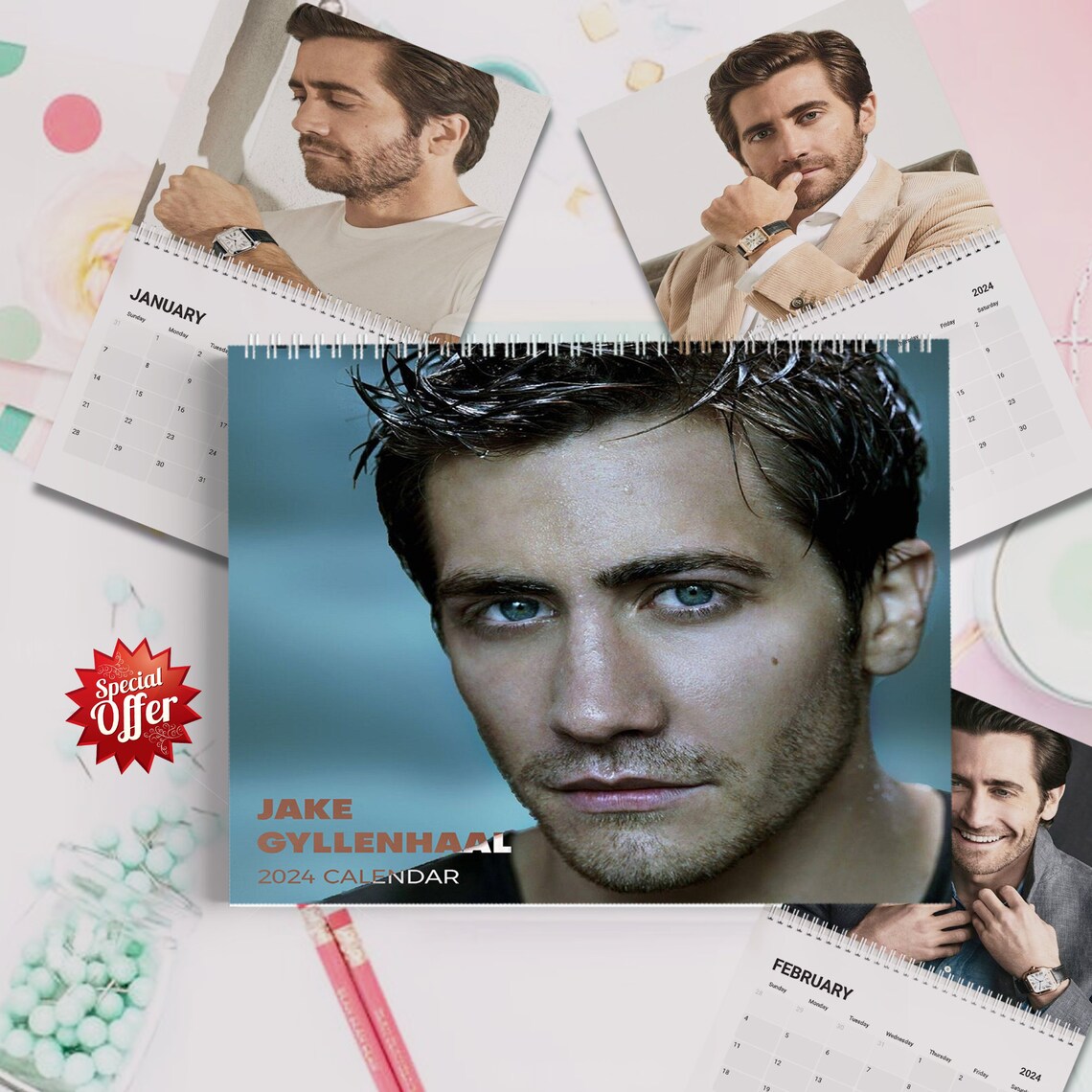 Jake Gyllenhaal 2024 Calendar, Wall Calendar 2024, Planner 2024, Jake
