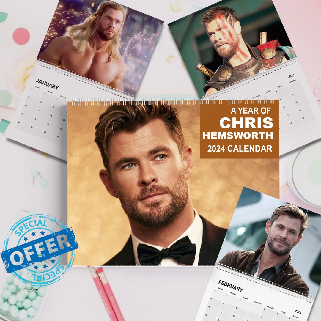Chris Hemsworth Calendar 2024, Chris Hemsworth 2024, Celebrity Wall Calendar, Wall Calendar 2024