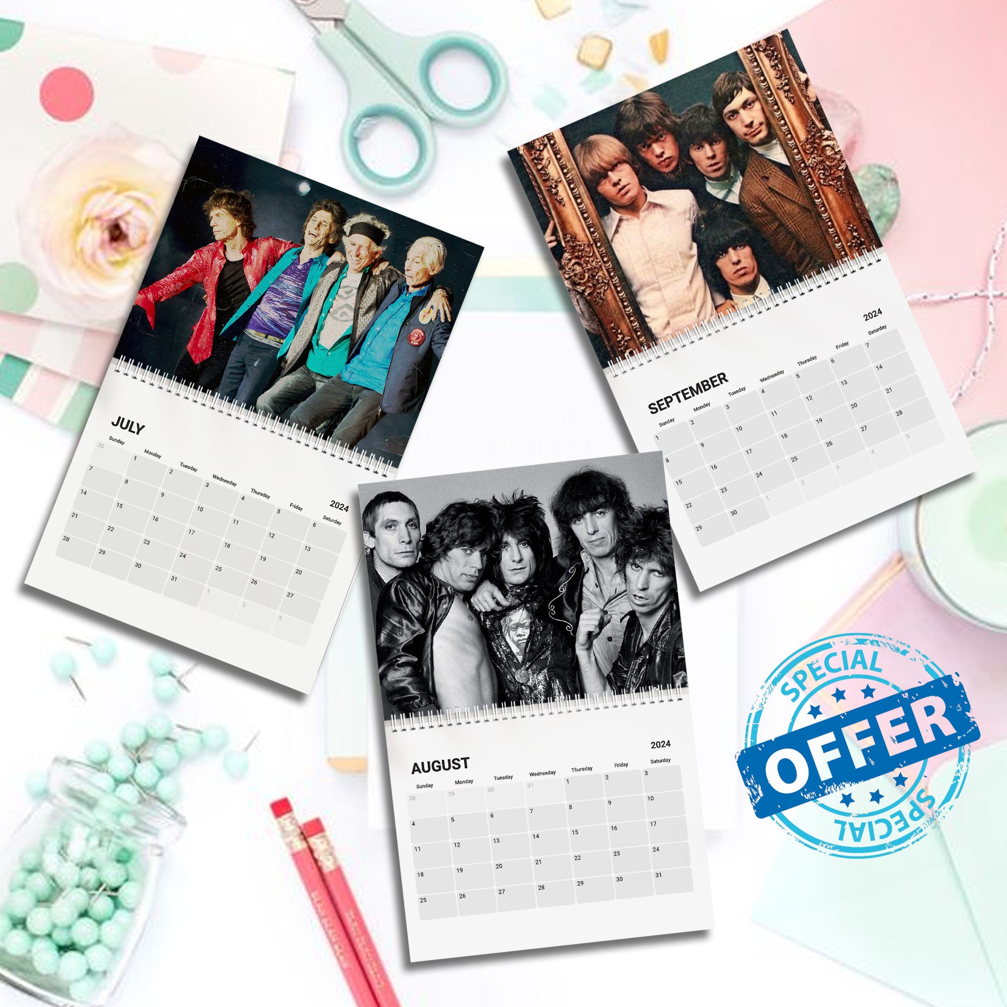 The Rolling Wall Calendar 2024, 2024 Stones Desk Calendar sold by
