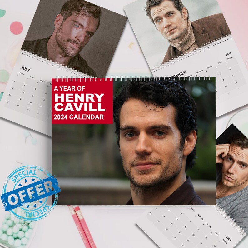 2024 Henry Cavill Wall Calendar, Wall Calendar 2024, Henry Cavill Desk
