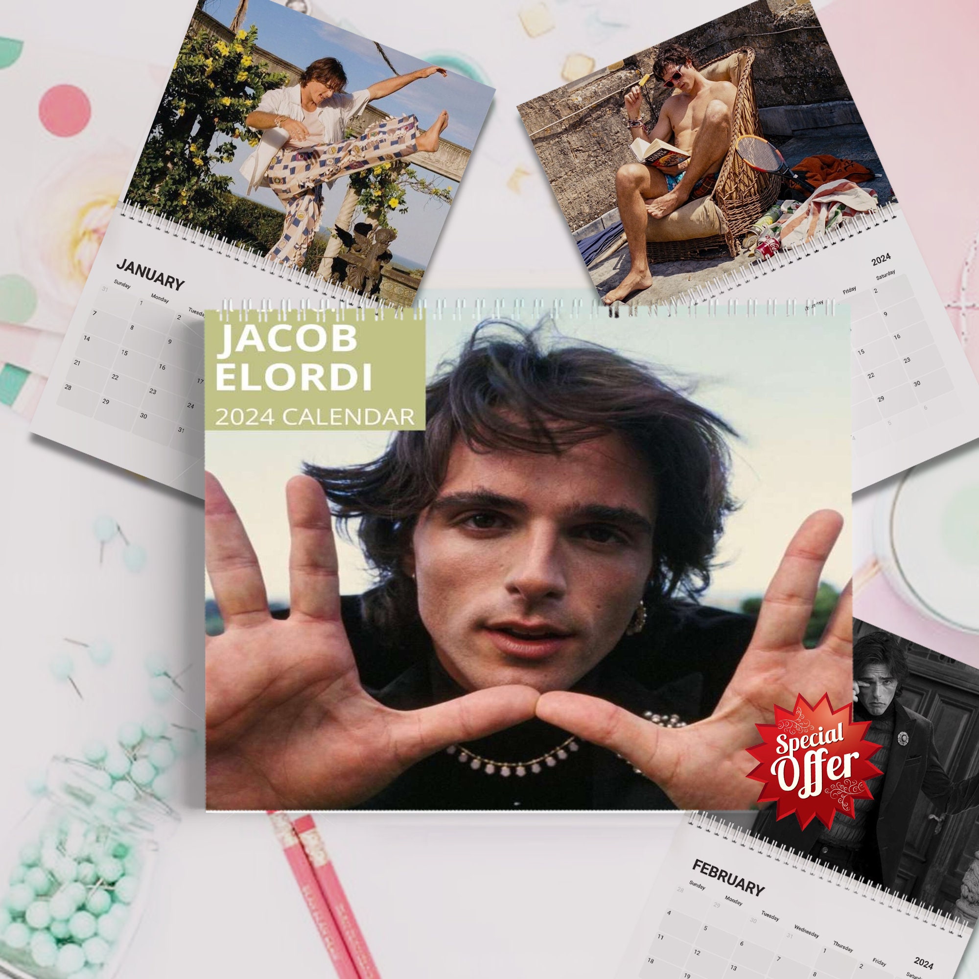 Jacob Elordi 2024 Calendar, Wall Calendar 2024, Planner 2024 Calendar