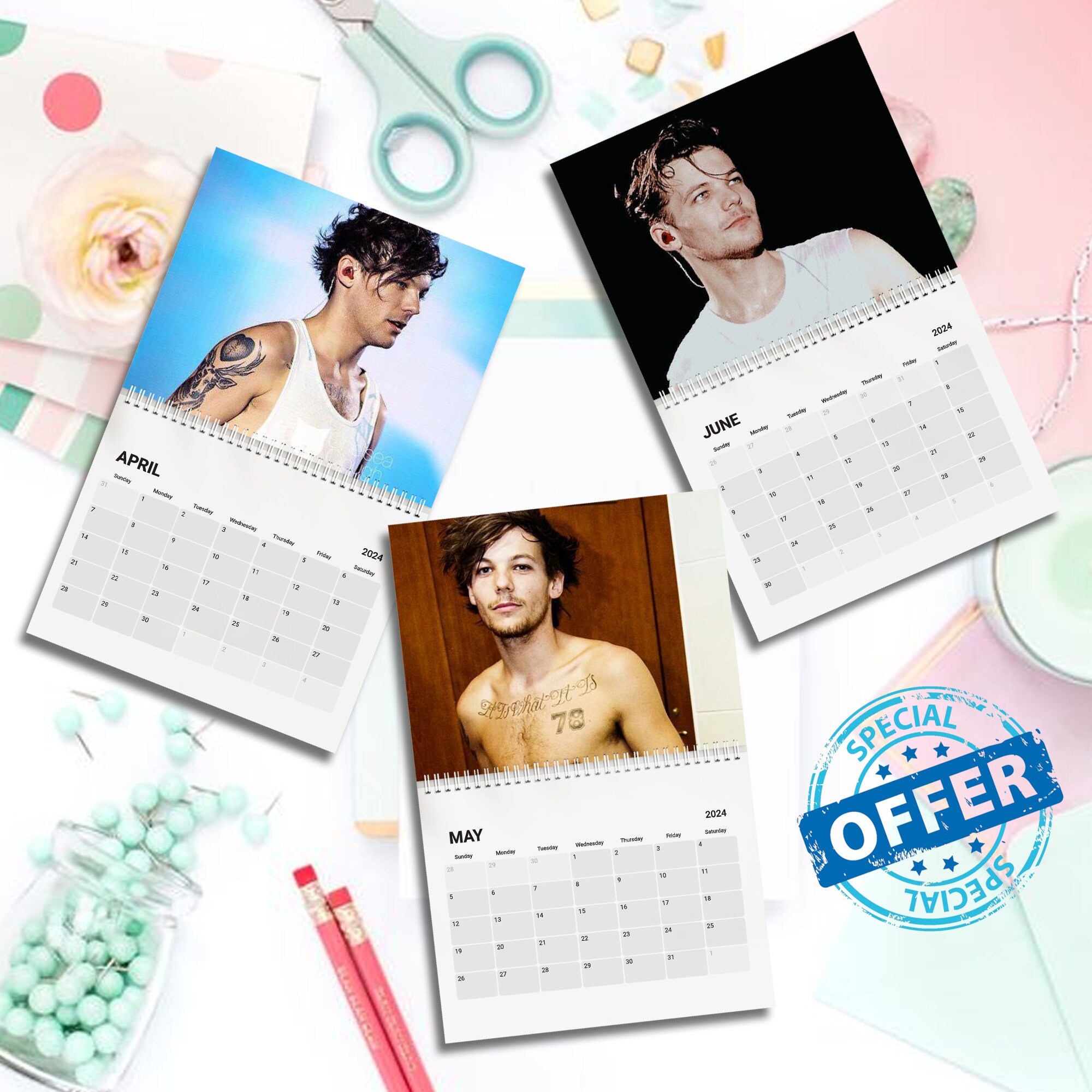 2024 Louis Tomlinson Wall Calendar, Louis Tomlinson Desk Calendar sold