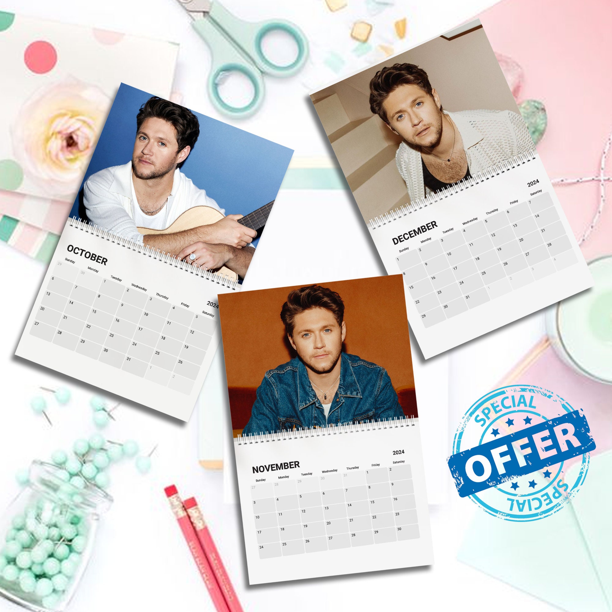 2024 Niall Horan Wall Calendar, Niall Horan 2024 Celebrity Desk