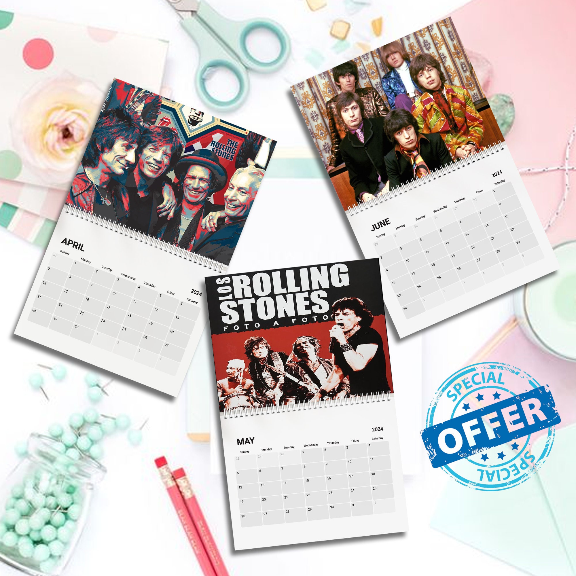 The Rolling Wall Calendar 2024, 2024 Stones Desk Calendar sold by