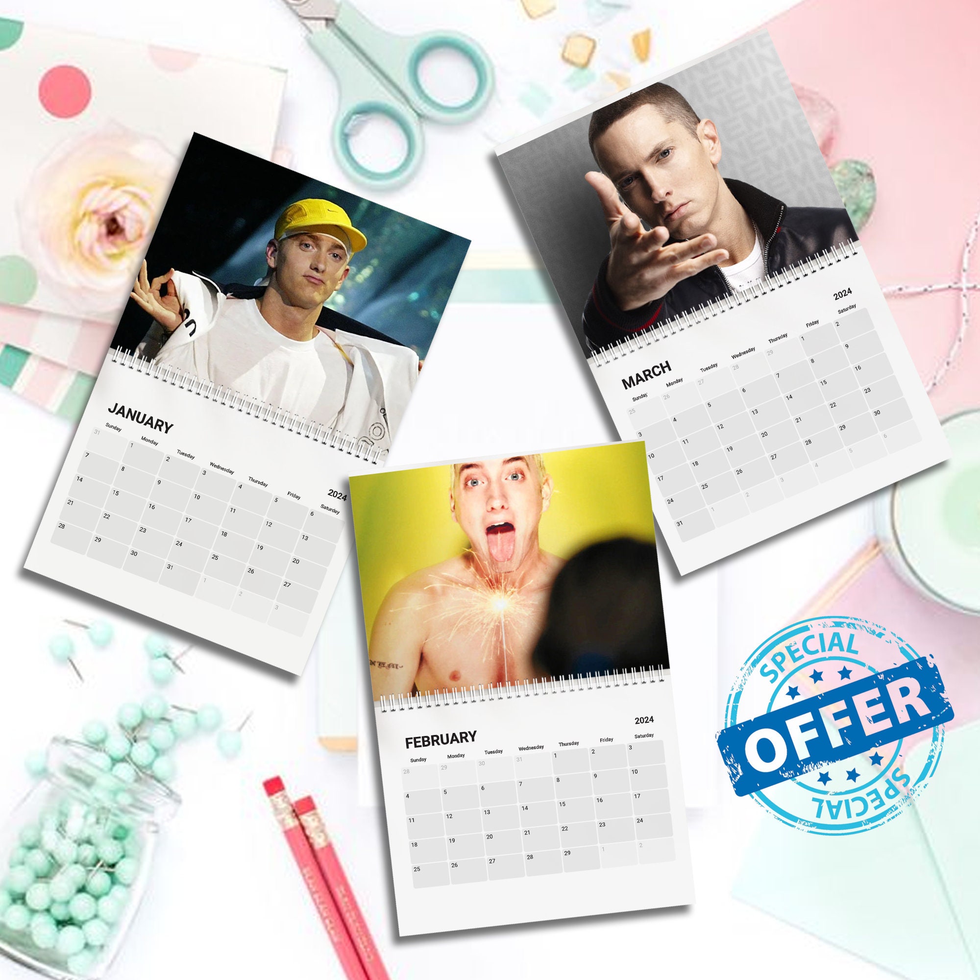 Eminem Calendar 2024, Celebrity Calendar, Eminem 2024Calendar sold by