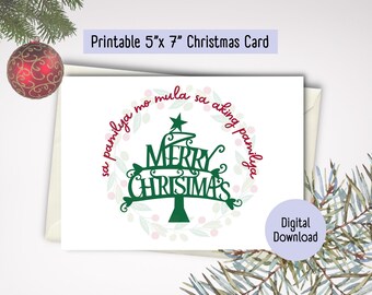 Printable Filipino Christmas Card | Digital Download | Printable Greeting Card | Merry Christmas Pamilya | Print Cut Fold