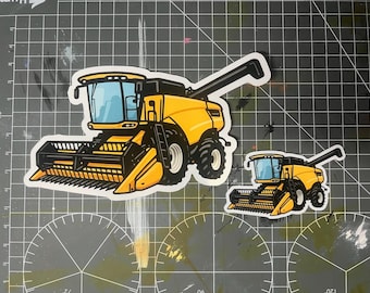 Yellow Combine Harvester Sticker – Farm Equipment Vinyl Decal for Tractor & Ag Machinery Fans