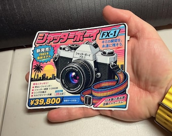 Retro Japanese Film Camera Ad Sticker