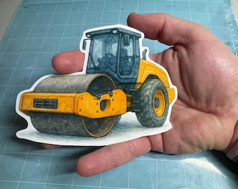 Steamroller Sticker – Yellow Asphalt Compactor Construction Vehicle