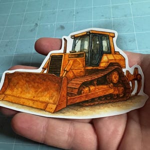 Watercolor Bulldozer Sticker – Heavy Equipment Die-Cut Sticker