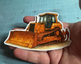 Watercolor Bulldozer Sticker – Heavy Equipment Die-Cut Sticker