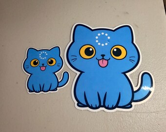 Kawaii Blue Cat Loading Sticker