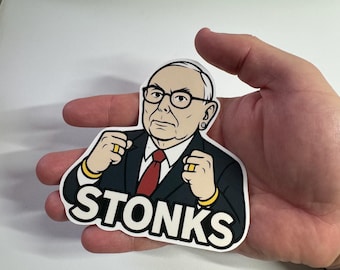 Stonks Meme Sticker – Billionaire Grandpa Parody with Bling | Funny Finance Vinyl Decal