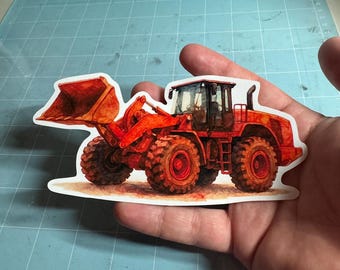 Watercolor Front Loader Sticker – Construction Art