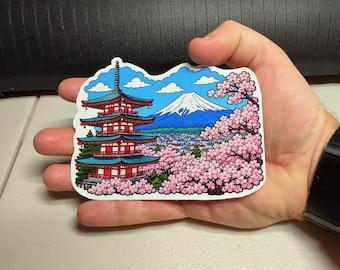 Mt Fuji Pagoda Cherry Blossom Sticker