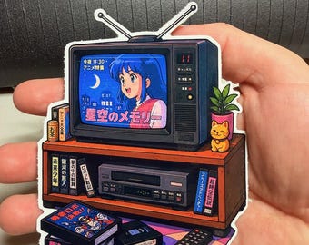 Retro Japanese Anime TV and VHS Sticker