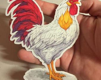 Watercolor Leghorn Rooster Sticker