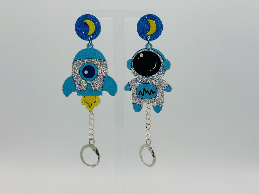 Astronaut and Rocketship Loop Earplug/airpod Holder Earrings - Etsy