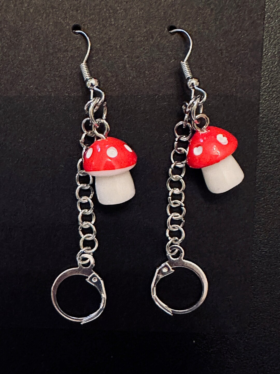 Red Mushroom Loop Earplug/airpod Holder Earrings Etsy