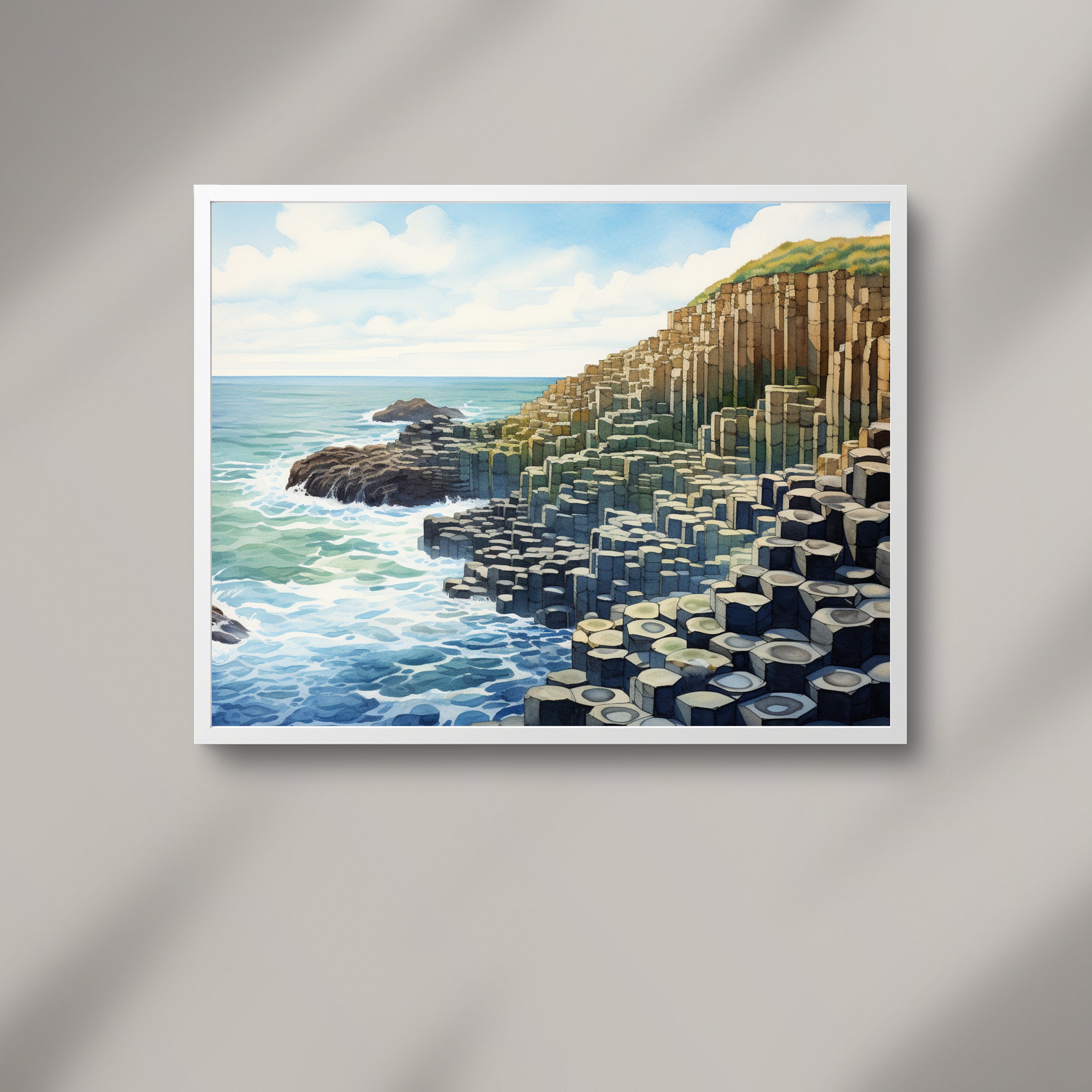 Watercolour Giant Causeway Landscape Canvas Art Canvas Etsy