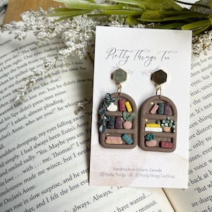 Book Shelf Dangles // Book Lovers Earrings // Polymer Clay Earrings