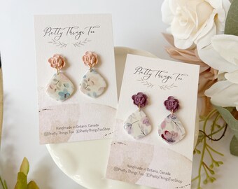 Spring Floral Dangles // Spring Earrings // Polymer Clay Earrings