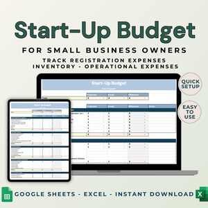 Modelo de orçamento para pequenas empresas | Contabilidade fácil para startups | Rastreador de orçamento digital