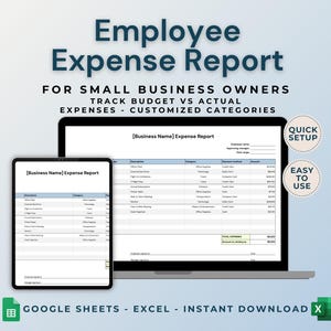 Employee Expense Report Template | Google Docs + Excel | Instant Download | Track Expenses by Employee, Category & Method