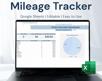 Mileage Tracker für Google Sheets | Geschäftliches & persönliches Reisetagebuch | IRS Steuerabzugstabelle | Erstellt von Buchhaltungsfirma