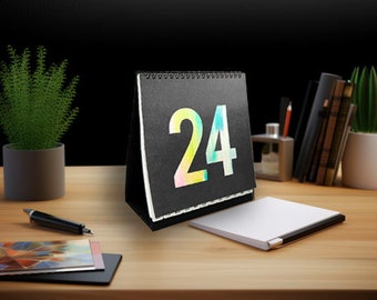 2024 Desk Calendar Desktop Standing Flip Binding 12 Month Tab Diary Home Office