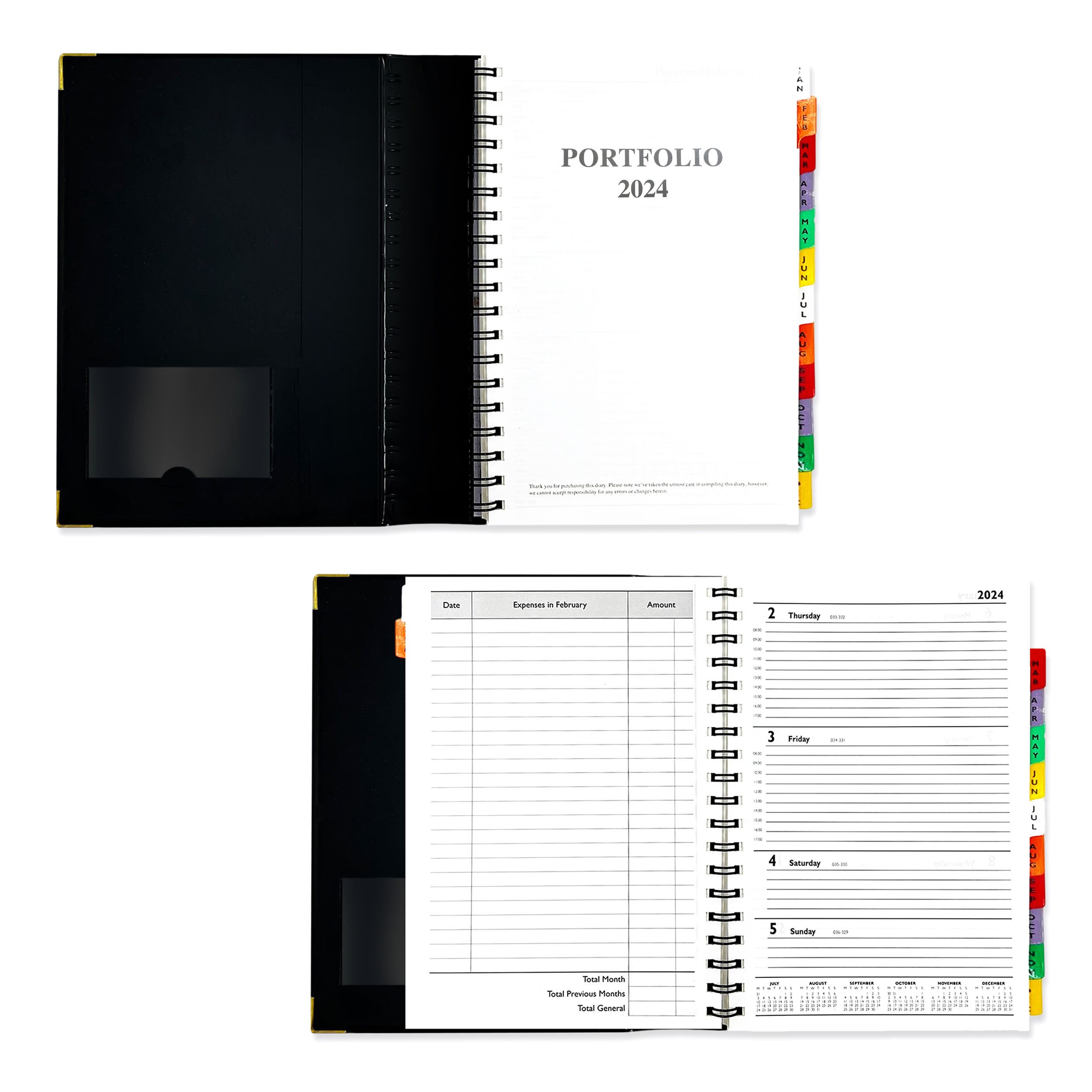 2024 Diary A4 Size Portfolio With Tab Week to Page Business Planner
