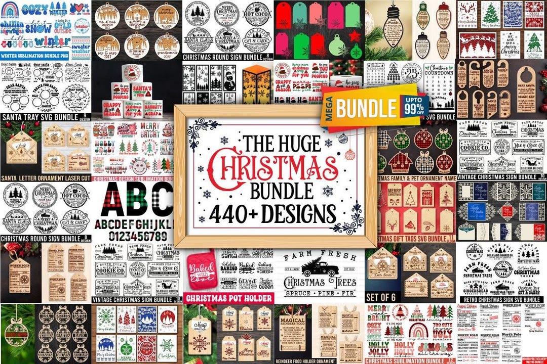 Christmas Design Bundle – 440+ SVG, PNG, Laser Cut Files - Etsy