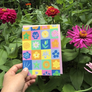Handmade Greeting Card : Mixed Flowers Block Garden Party I Anniversary, Birthday, Celebration, Graduations, Birthday, Thinking of You
