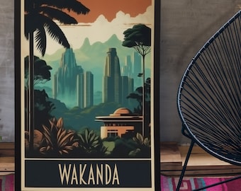 Wakanda Inspired Art, Wakanda Forever File Digital Download, Fictional Travel Poster Vintage, Superhero Gifts For Fans, Wakanda Poster Retro