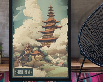 Studio Ghibli Poster Art Digital Download, Spirited Away Inspired Poster, Fictional Travel Poster Vintage, Studio Ghibli Decor, Anime Gifts