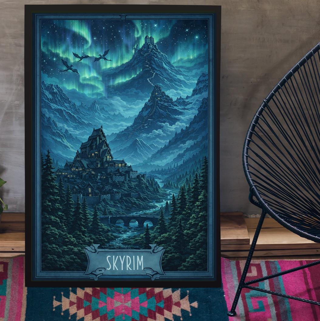 Poster Promozionale RARO The Elder Scrolls V: Skyrim &ndash; Doppio Lato 33x22 Pollici