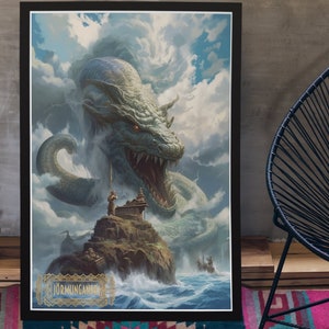 Jörmungandr God Of War Poster Art Digital Download, Jormungandr Print Art, GOW, Fictional Travel Poster, God War Ragnarok, Gift For Gamer