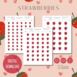 Strawberries Royal Icing Transfer Sheet | Strawberry Royal Icing Transfers | Berry Royal Icing Transfers | Digital Download | 3 Sizes