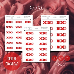 XOXO Royal Icing Transfer Sheet / Love Royal Icing Transfers / Valentine Royal Icing Transfers / Descarga digital / 3 tamaños