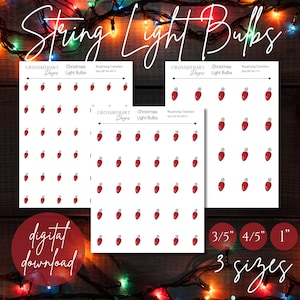 Christmas Light Bulbs Royal Icing Transfers (Digital Download)