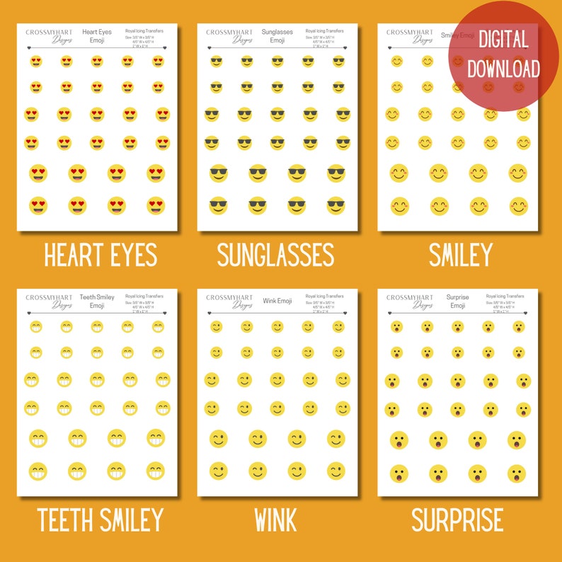Emojis Royal Icing Transfer Sheet | Emoji Pack of Royal Icing Transfers ...