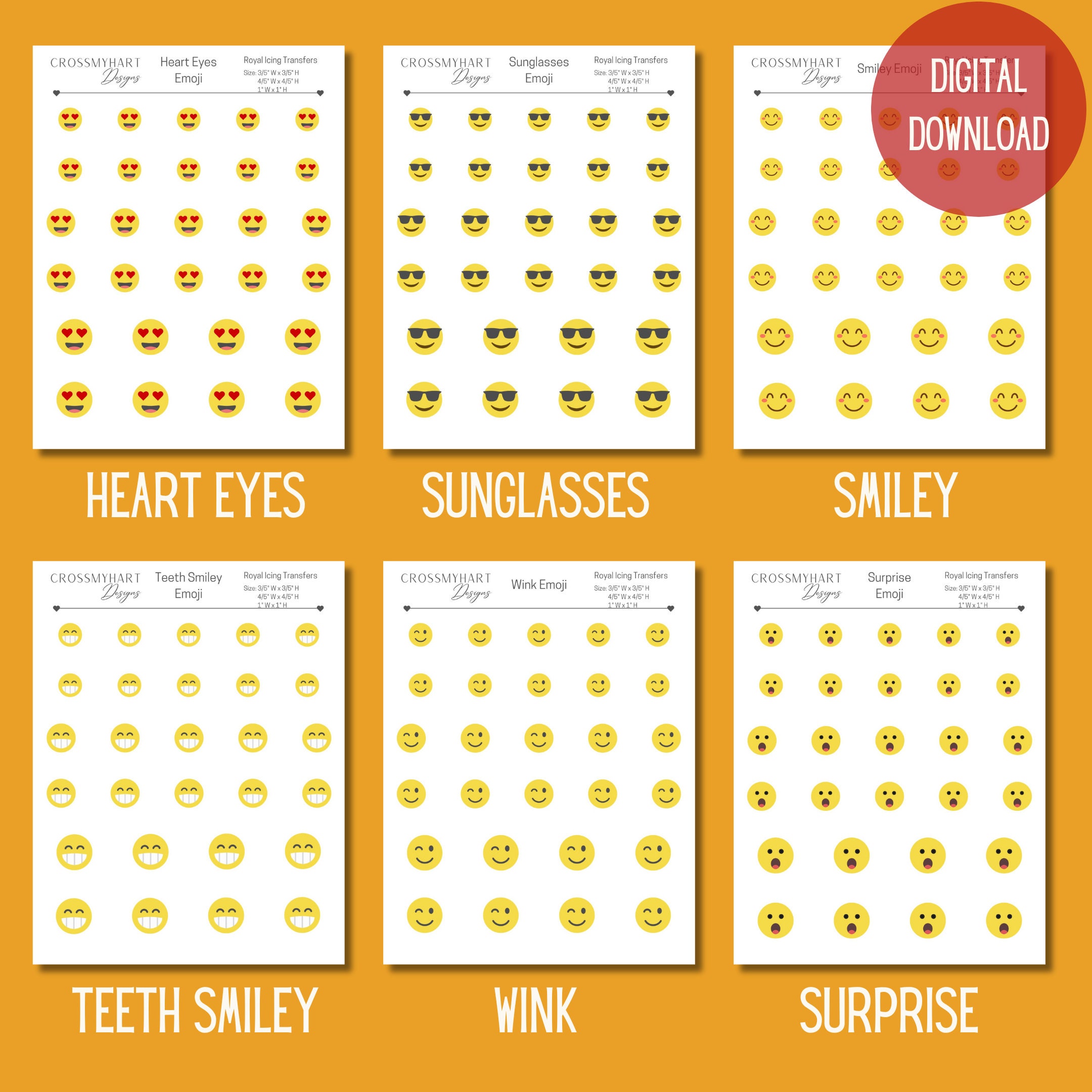 Emojis Royal Icing Transfer Sheet Emoji Pack of Royal Icing Transfers ...